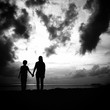 mother and son in silhouette mother and son in silhouette