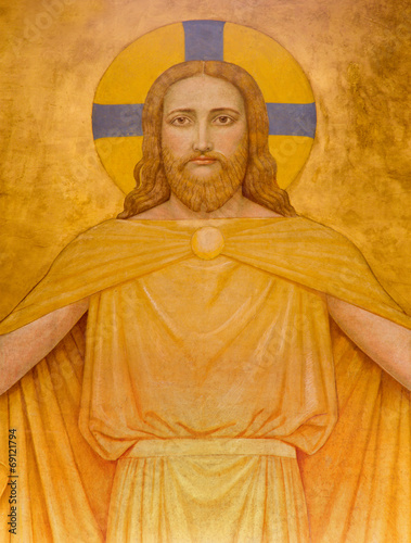 Photo: Vienna - Jesus Christ modern fresco in Carmelites church Vienna - Jesus Christ modern fresco in Carmelites church