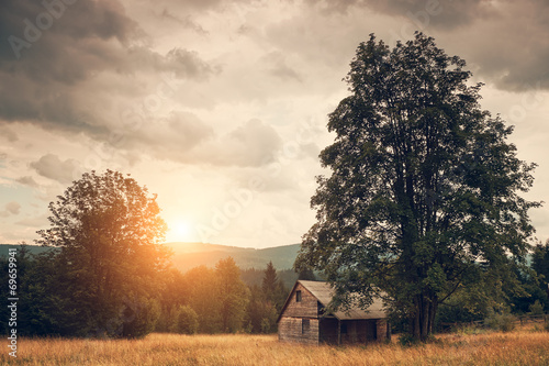 Photo: Cabin on the field Cabin on the field