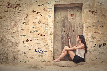 beautiful woman who is thinking about love