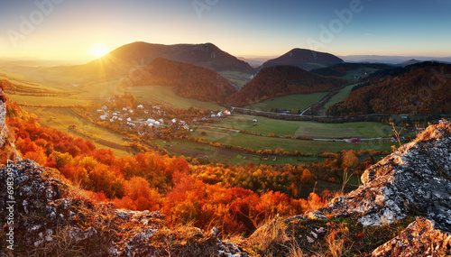 Autumn mountain forest landscape