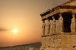 Caryatids on the Athenian Acropolis at sunset, Greece Caryatids on the Athenian Acropolis at sunset, Greece