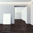 White blank frame in modern gallery White blank frame in modern gallery