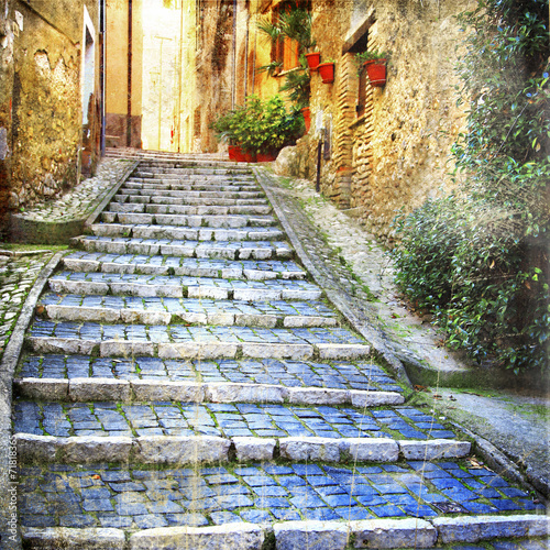Fototapeta charming old streets of medieval villages of Italy