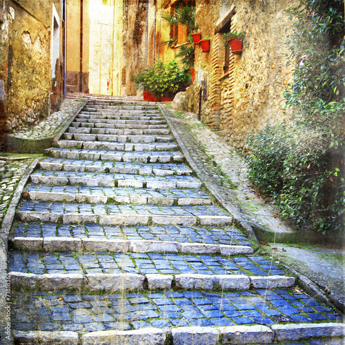 Fototapeta charming old streets of medieval villages of Italy