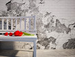 red flowers on the bench red flowers on the bench