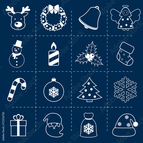 Christmas icons set outline