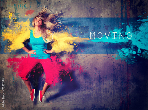 Obraz Fotograficzny girl with colorsplash dancing - movin 02