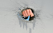 Fist punching through brick wall Fist punching through brick wall