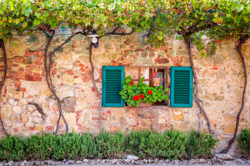 Beautiful porch decorated with flowers in italy