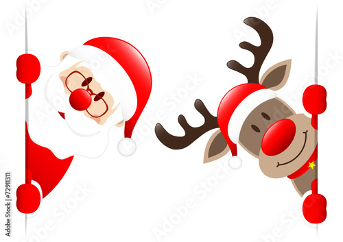 Rudolph & Santa Diagonal Banner