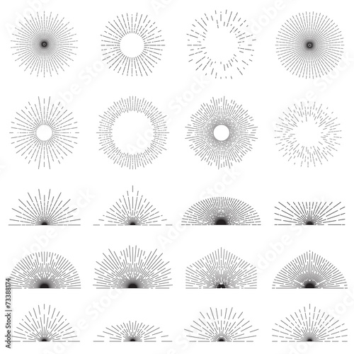 Sunburst collection, design elements, vector isolated