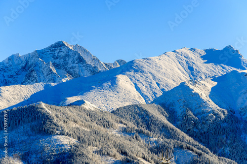 Fototapeta Winter landscape of Rusinowa polana, Tatra Mountains, Poland