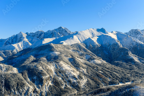 Fototapeta Winter landscape of Rusinowa polana, Tatra Mountains, Poland