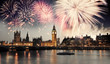 Westminster Abbey with firework, celebration of the New Year in Westminster Abbey with firework, celebration of the New Year in