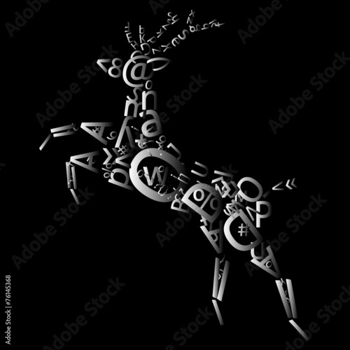 Deer with alphabet and numbers ornament. For t-shirt design.