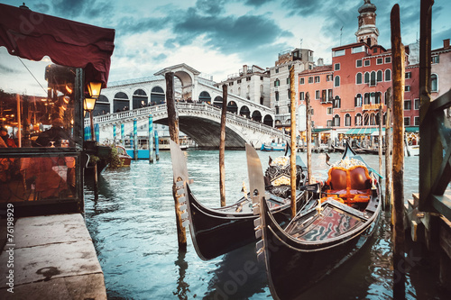 Classical view of the Rialto Bridge - Venice