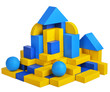 Futuristic house with natural colored toy blocks Futuristic house with natural colored toy blocks