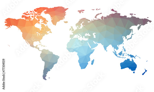 Fototapeta Map of the world in triangles. Raster 1