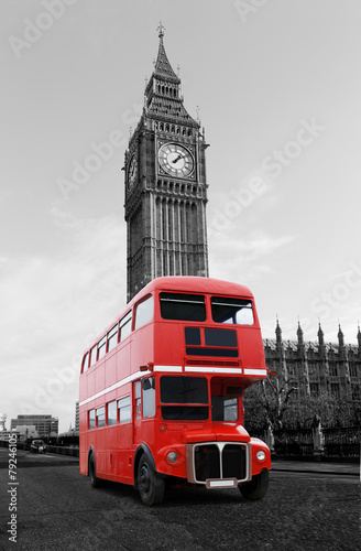 Fototapeta Londonbus vor Big Ben