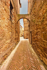 Beautiful and colorful streets of the small and historic Tuscan
