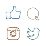 Social network icons and stickers vector set
