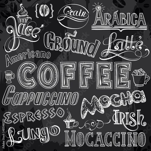 Sorts of Coffee Lettering on Chalkboard