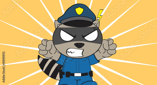 raccoon police cartoon background0 - 81898955