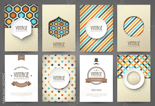 Set of brochures in vintage style. Vector design templates. © jack1e
