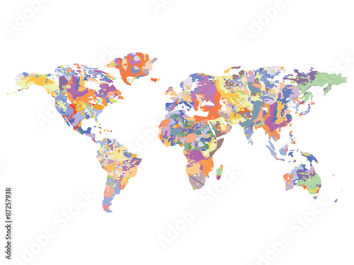 Fototapeta Watercolor map of the world, vector illustration