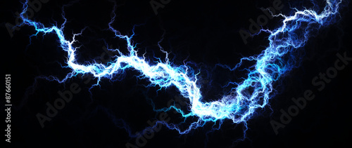 Fotoobraz na płótnie Electric Blue - Cyfrowy fraktal gor? Cej niebieskiej błyskawicy, elektryczne tle.