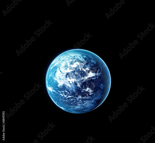 Plakat Planeta ziemia z słońce wzrasta od przestrzeni przy nocą, elementy ten wizerunek meblujący NASA