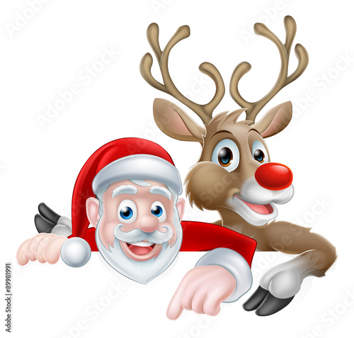 Santa and Reindeer Christmas Cartoon