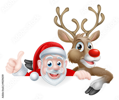 Santa and Reindeer Cartoon