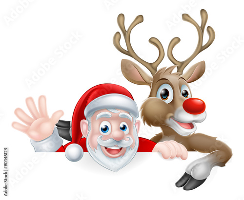 Santa and Reindeer Cartoon