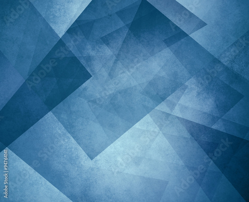 abstract blue background with triangles and rectangle shapes layered in contemporary modern art design