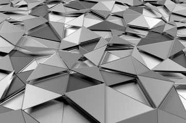 Abstract 3D Rendering of Low Poly Metal Surface.