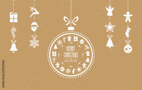 christmas bauble ornaments gold background