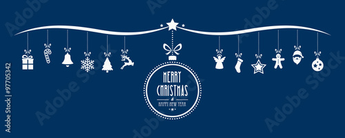 merry christmas bauble decoration elements blue background