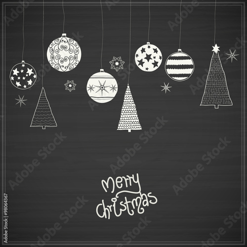 Christmas baubles. Hand - drawn collection of Christmas decoration