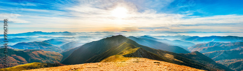 Mountain landscape at sunset