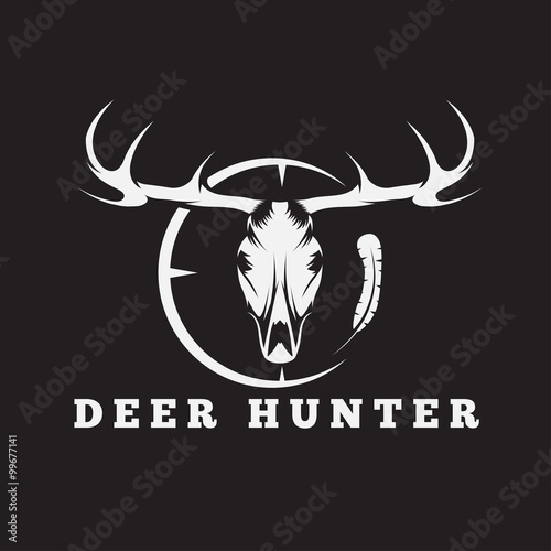 deer skull with target and feather vector design template