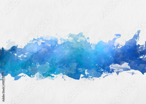 Artistic blue watercolor splash effect template