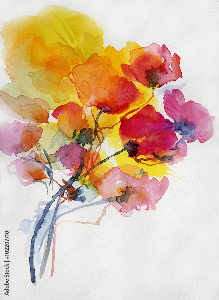mohnblumen malerei aquarell