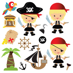 Pirate girl vector illustration 