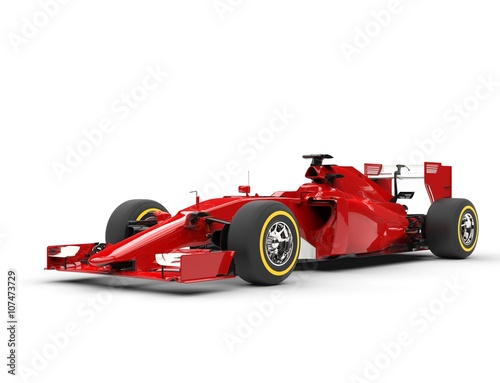  Awesome red formula one car - beauty shot - isolated on white background.