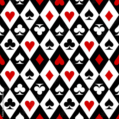 Fototapeta Playing cards suit symbols pattern