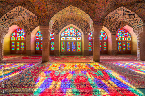 Nasir Al-Mulk Mosque in Shiraz, Iran, also known as Pink Mosque