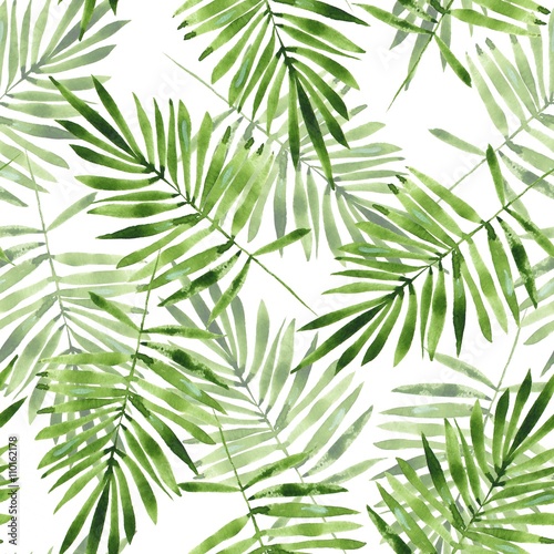 Fototapeta Palm leaves. Watercolor seamless pattern 2
