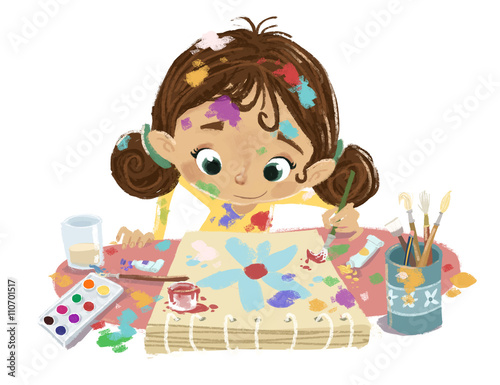 niña pintando con colores